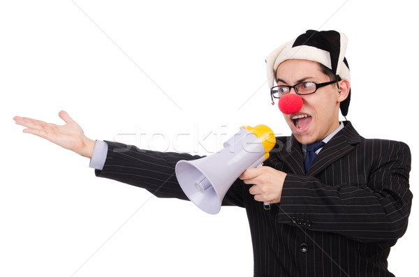 Biznesmen clown głośnik biały twarz człowiek Zdjęcia stock © Elnur