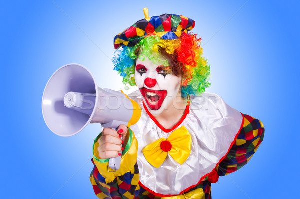 Clown with loudspeaker on white Stock photo © Elnur