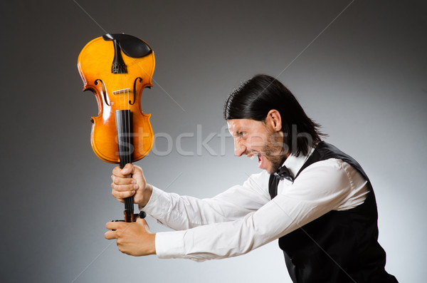Сток-фото: человека · играет · скрипки · музыкальный · искусства · смешные