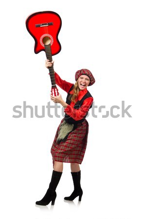 Funny woman in scottish clothing with guitar Stock photo © Elnur