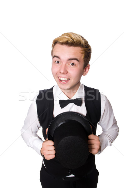 Jonge man zwarte klassiek vest geïsoleerd witte Stockfoto © Elnur