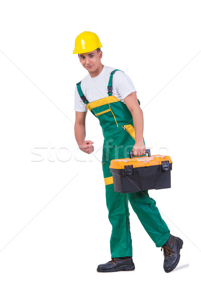 Young man with toolkit toolbox isolated on white Stock photo © Elnur
