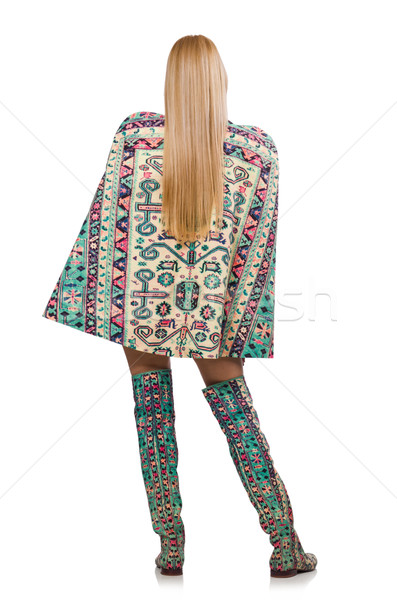 Woman in fashion concept isolated on whitModel wearing dress wit Stock photo © Elnur