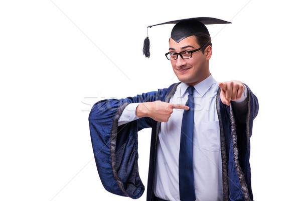 Young man student graduating isolated on white Stock photo © Elnur