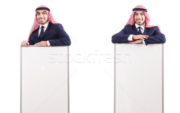 Arab man with blank board for message Stock photo © Elnur