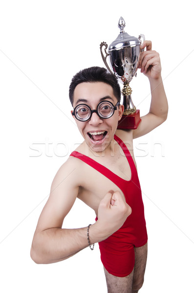 Funny wrestler with winners cup Stock photo © Elnur