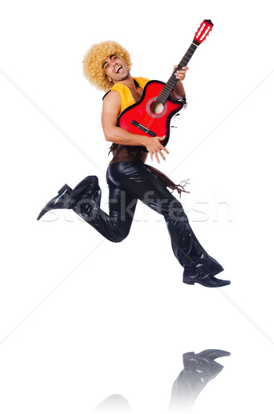 Foto stock: Masculina · guitarrista · aislado · blanco · fiesta · metal
