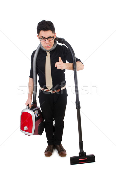 Man with vacuum cleaner isolated on white Stock photo © Elnur