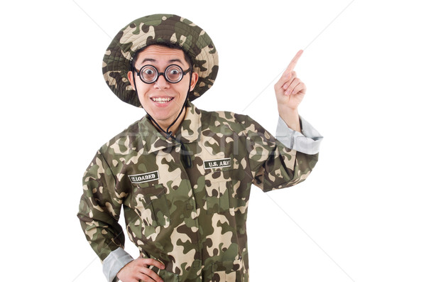 смешные солдата изолированный белый человека фон Сток-фото © Elnur