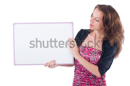 Woman with blank board isolated on white Stock photo © Elnur