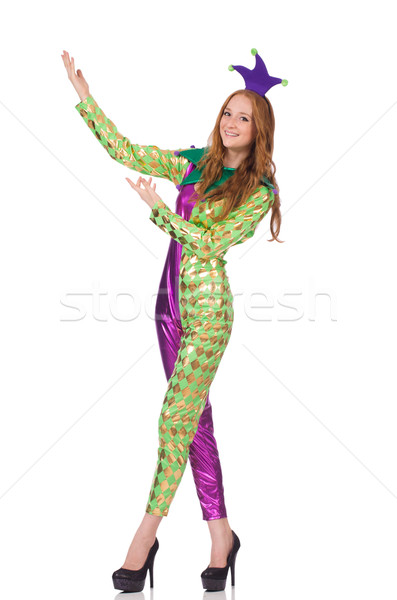 Woman wearing clown costume isolated on white Stock photo © Elnur