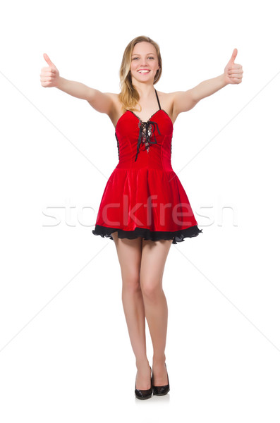 Woman giving thumbs up isolated on white Stock photo © Elnur