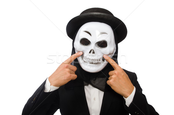 Homem assustador máscara isolado homem branco branco Foto stock © Elnur