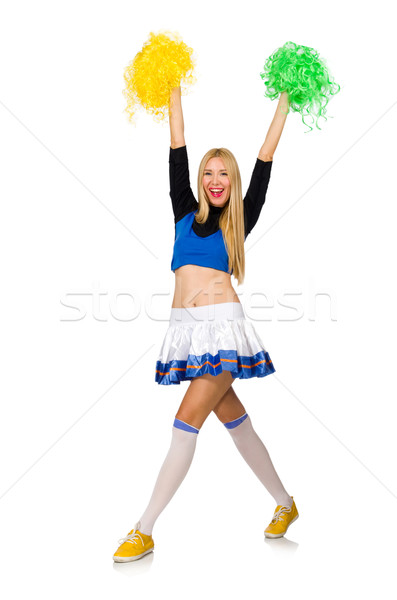 Stockfoto: Vrouw · cheerleader · geïsoleerd · witte · sexy · dans