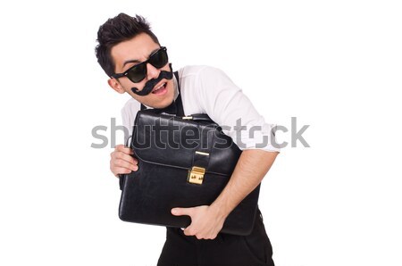 Junger Mann Aktentasche isoliert weiß Hintergrund Geschäftsmann Stock foto © Elnur