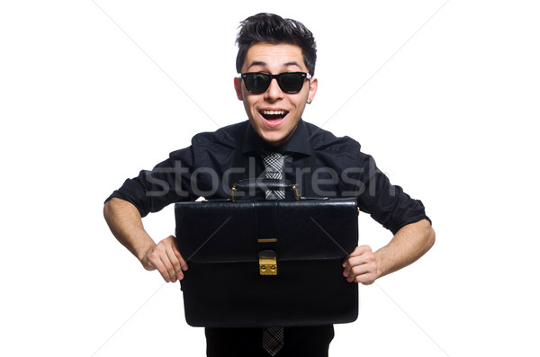 Young smiling employee with briefcase isolated on white Stock photo © Elnur