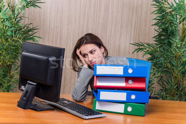 Tired woman stressed with too much work Stock photo © Elnur