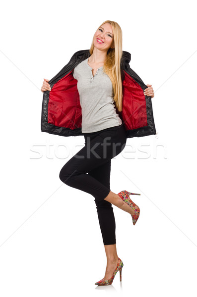 Caucasian woman wearing black jacket isolated on white Stock photo © Elnur