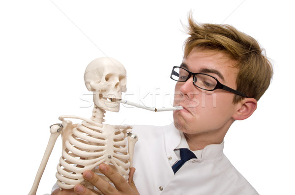 Antismoking concept with man and skeleton Stock photo © Elnur