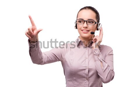 Fiatal ügyfélszolgálat kezelő izolált fehér telefon Stock fotó © Elnur