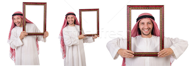 The arab with picture frame on white Stock photo © Elnur