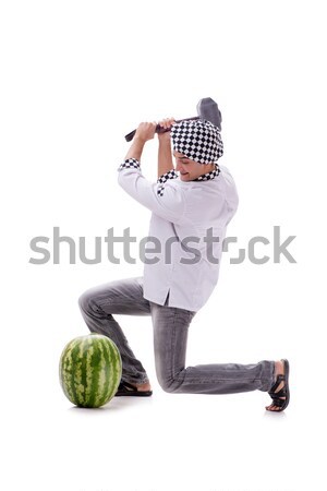 The young male cook with watermelon isolated on white Stock photo © Elnur