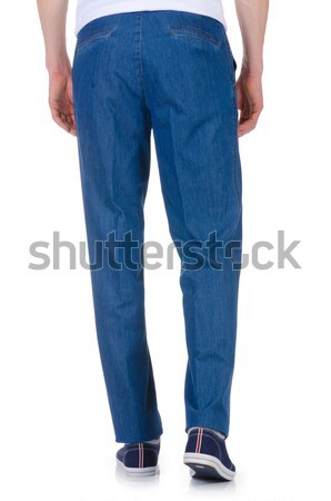 Stockfoto: Mode · broek · witte · model · achtergrond · jeans