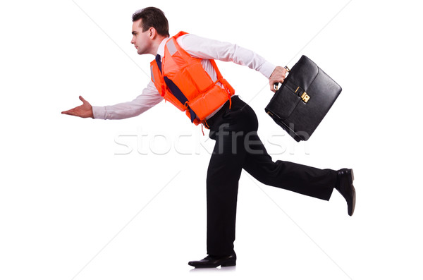 Businessman with rescue safety vest on white Stock photo © Elnur