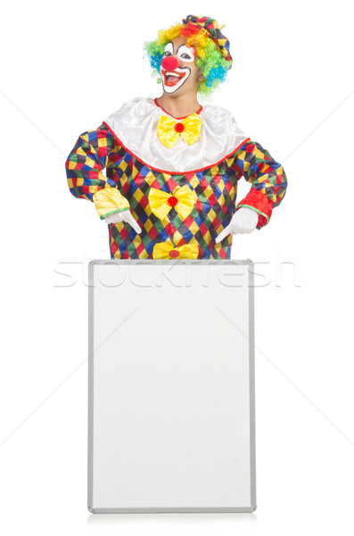 Clown with blank board on white Stock photo © Elnur
