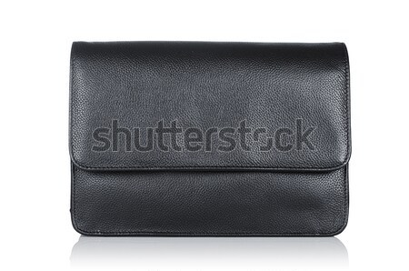 Stock photo: Black leather briefcase isolated on the white