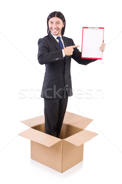Stock photo: Young businessman in thinking out of box concept