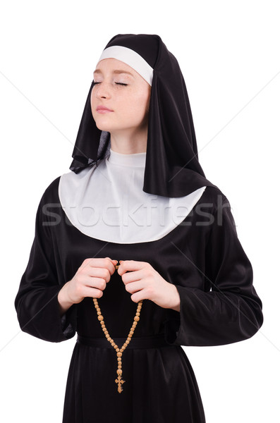 Stock photo: Young nun isolated on the white background