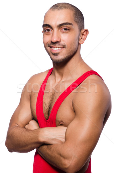 Wrestler roten Kleid isoliert weiß Gruppe Kampf Stock foto © Elnur