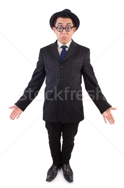 Funny gentleman in striped suit isolated on white Stock photo © Elnur