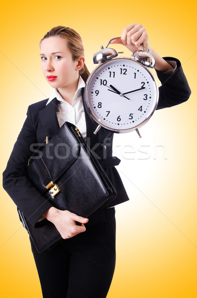 Nő üzletasszony óriás óra munka üzletember Stock fotó © Elnur