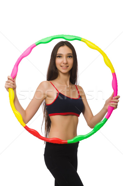 A girl in sport suit with hula hoop isolated on white Stock photo © Elnur