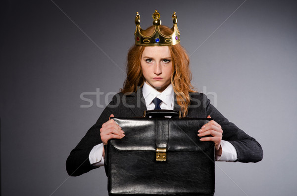 Stock photo: Queen businesswoman in funny concept