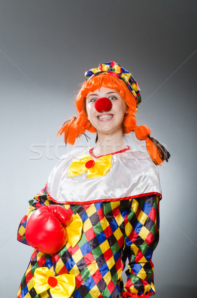 Clown with boxing gloves isolated on white Stock photo © Elnur