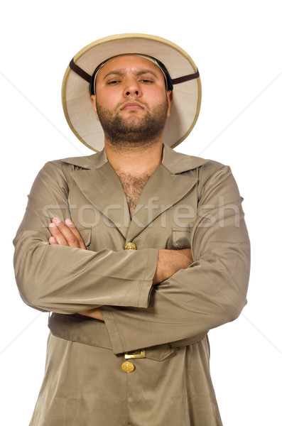 Man in safari hat isolated on white Stock photo © Elnur