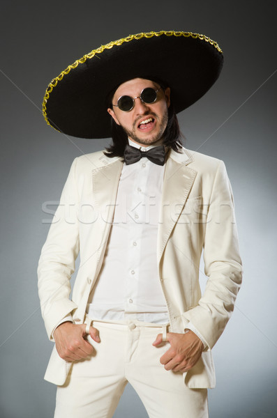 Személy visel szombréró kalap vicces buli Stock fotó © Elnur