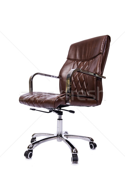 Brązowy skóry krzesło biurowe odizolowany biały biuro Zdjęcia stock © Elnur