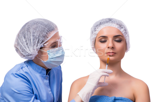年輕女子 注射 肉毒桿菌 孤立 白 女子 商業照片 © Elnur