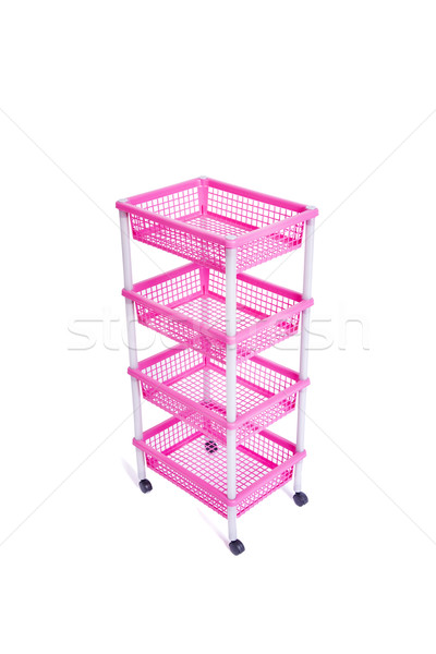 Pink bin rack shelf with wheels isolated on white Stock photo © Elnur