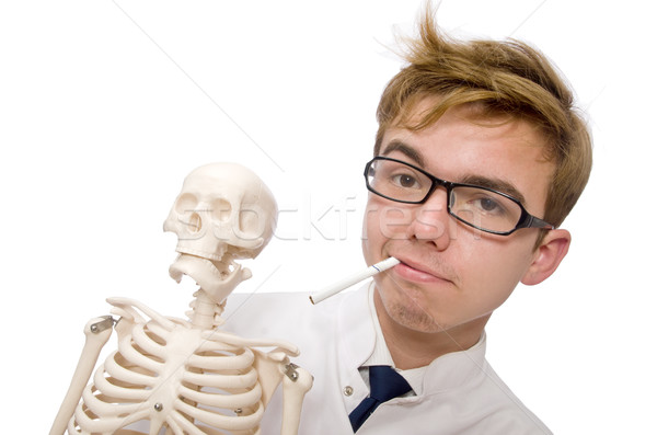 Antismoking concept with man and skeleton Stock photo © Elnur