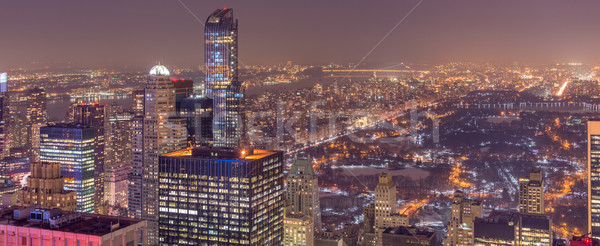 Stockfoto: Nieuwe · Manhattan · zonsondergang · business · hemel