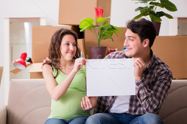 Young couple expecting baby with blank message Stock photo © Elnur