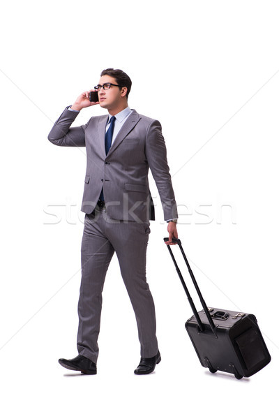 Young man during business travel isolated on white Stock photo © Elnur