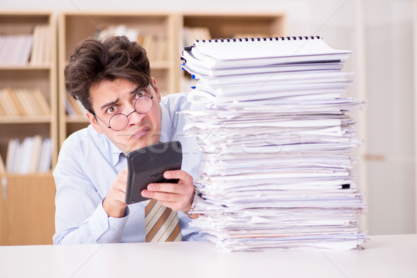 Funny accountant bookkeeper working in the office Stock photo © Elnur