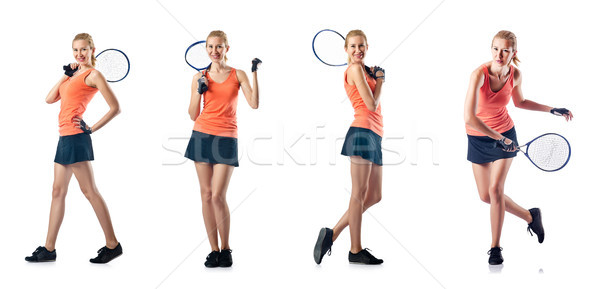 Młoda kobieta gry tenis odizolowany biały sportu Zdjęcia stock © Elnur