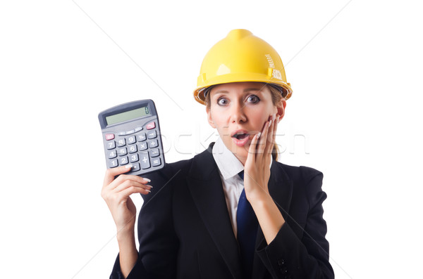 Female construction worker with calculator Stock photo © Elnur